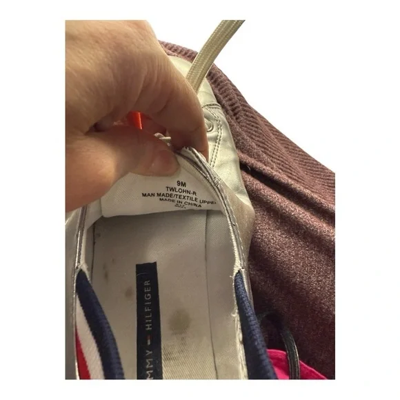 Tommy Hilfiger Silver Sneakers Size 9M Red, White, Blue Accent - Picture 10 of 13